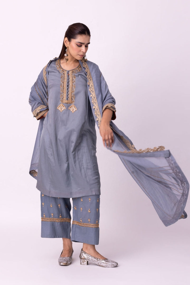 Amaal Dupatta chanderi weave dupatta by Shades of India in blue for women in Singapore
