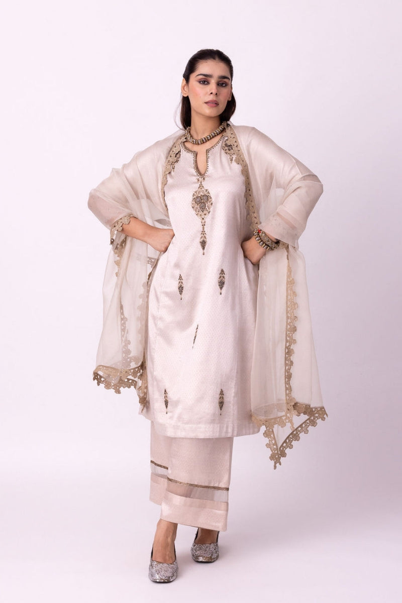 Kavan Dupatta organza dupatta by Shades of India in beige for women in Singapore
