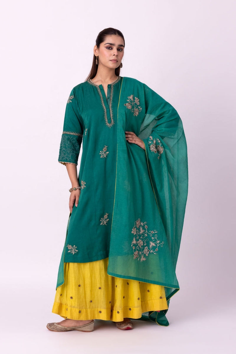 Baani Dupatta chanderi weave dupatta by Shades of India in green for women in Singapore