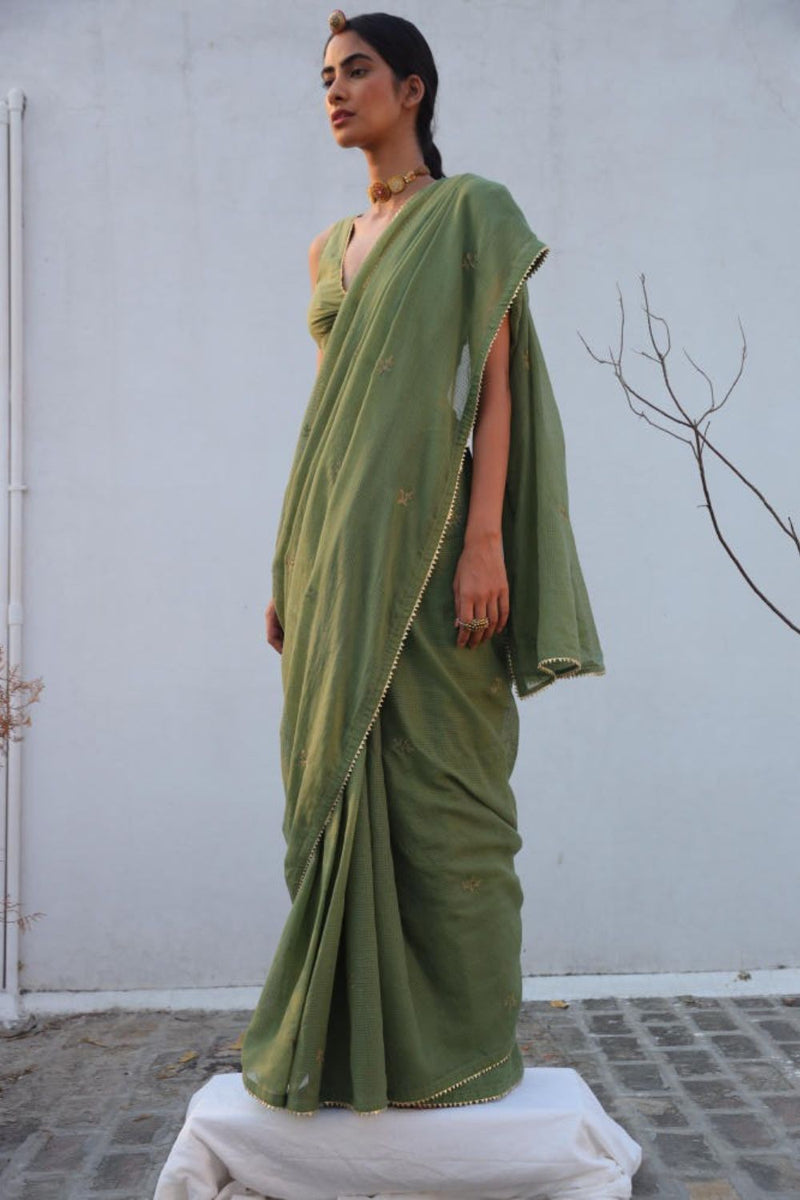 Gauhar sari Saree by Khara Kapas in green for women in Singapore