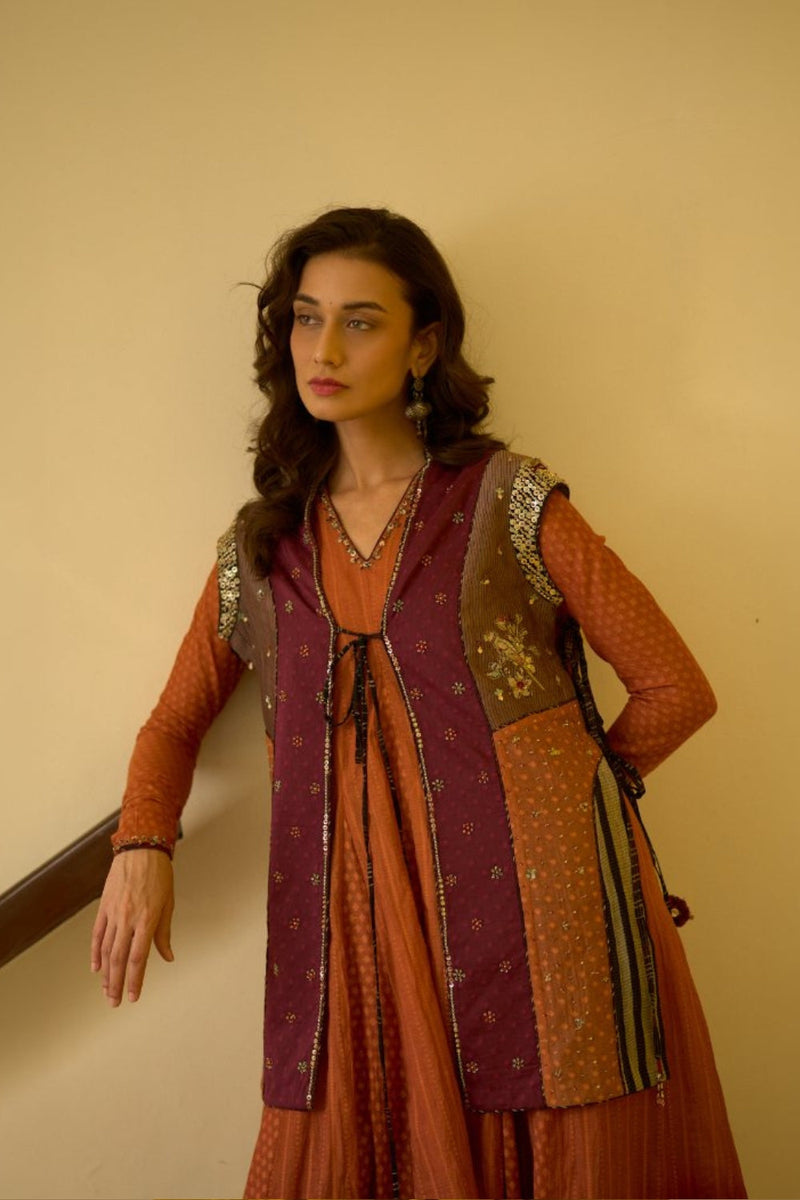Usha Gilet chanderi indo-western by SWATTI KAPOOR in multi-color for women in Singapore