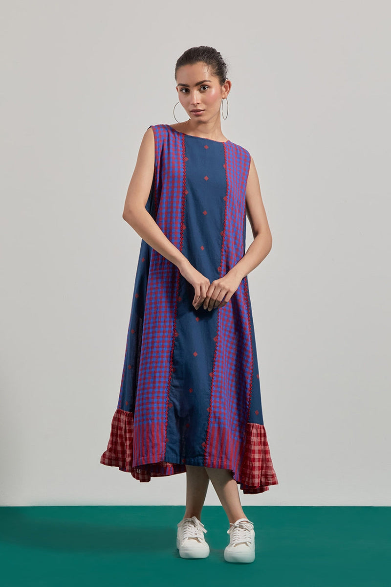 Elysian True Blue Dress gamcha dress by 145 East in blue, purple for women in Singapore