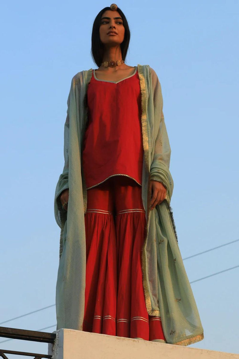 Khwaab sharara set cotton Kurta/Kurta Sets by Khara Kapas for women in Singapore