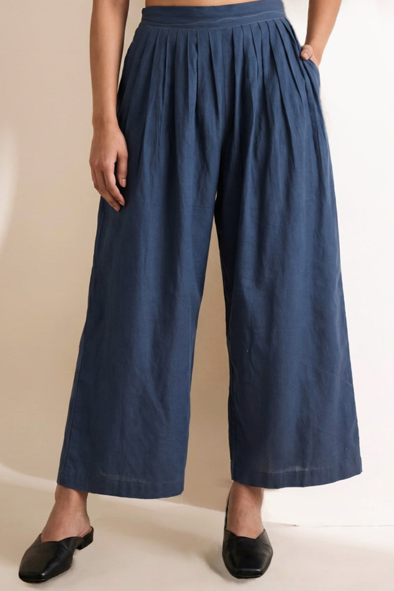 Aurora Muted Indigo Pants hemploop, lyocell pant/trouser by Doodlage in indigo for women in Singapore