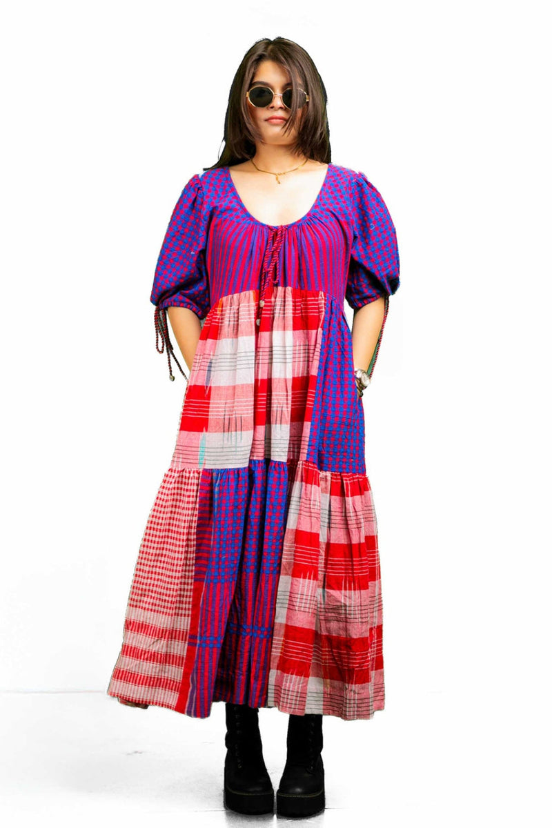 Santorini Dress gamcha dress by 145 East in red, purple for women in Singapore