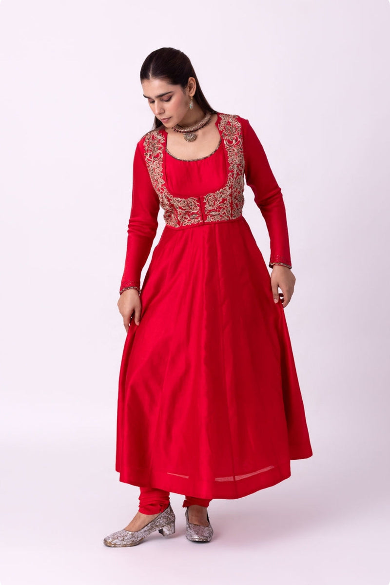Kurpasa Kurta chanderi kurta/kurta set by Shades of India in red for women in Singapore