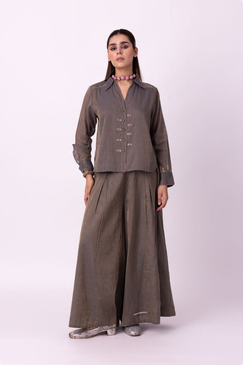 Asni Shirt tissue indo-western by Shades of India in blue for women in Singapore