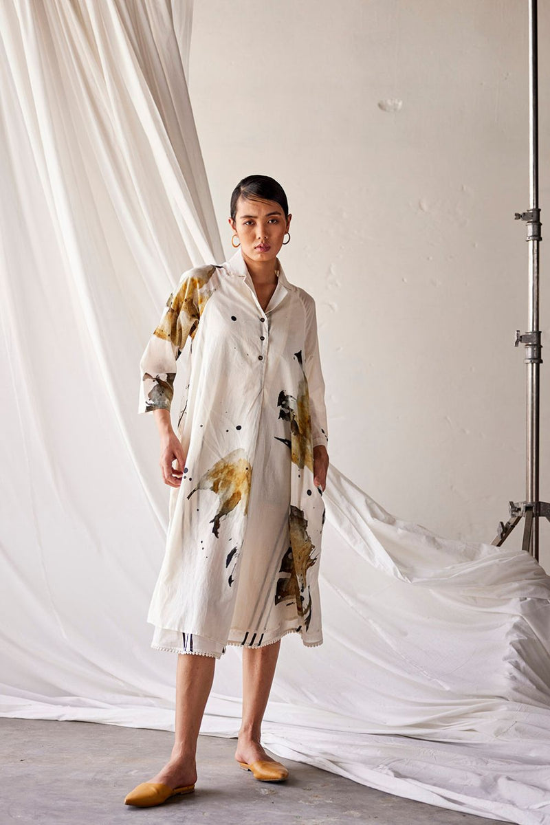 Hydrangeas Dress cotton Dresses by Khara Kapas in white for women in Singapore