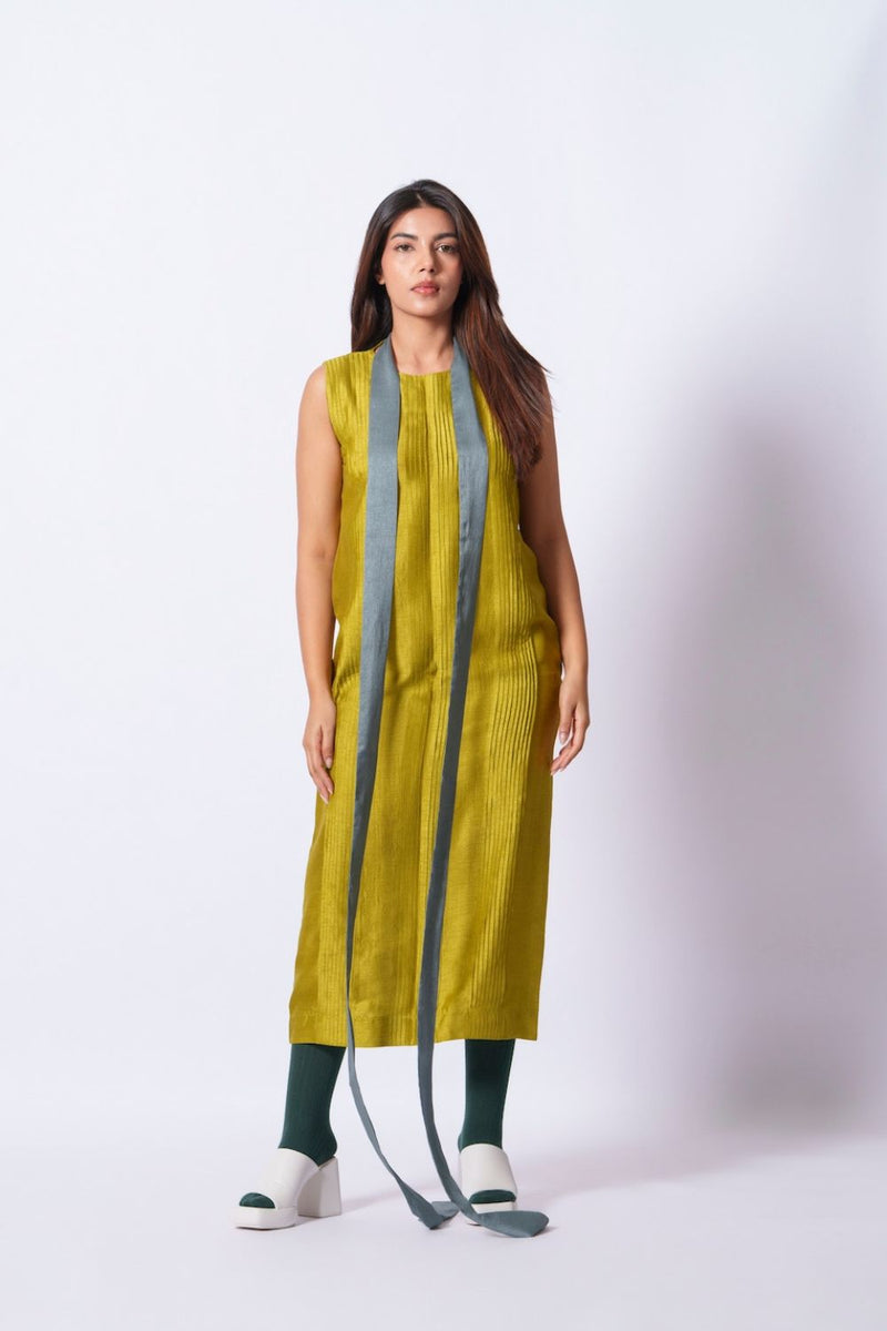Leaf Dress-Moss Green + Teal mysore silk dresses by Stoique in moss green, teal for women in Singapore
