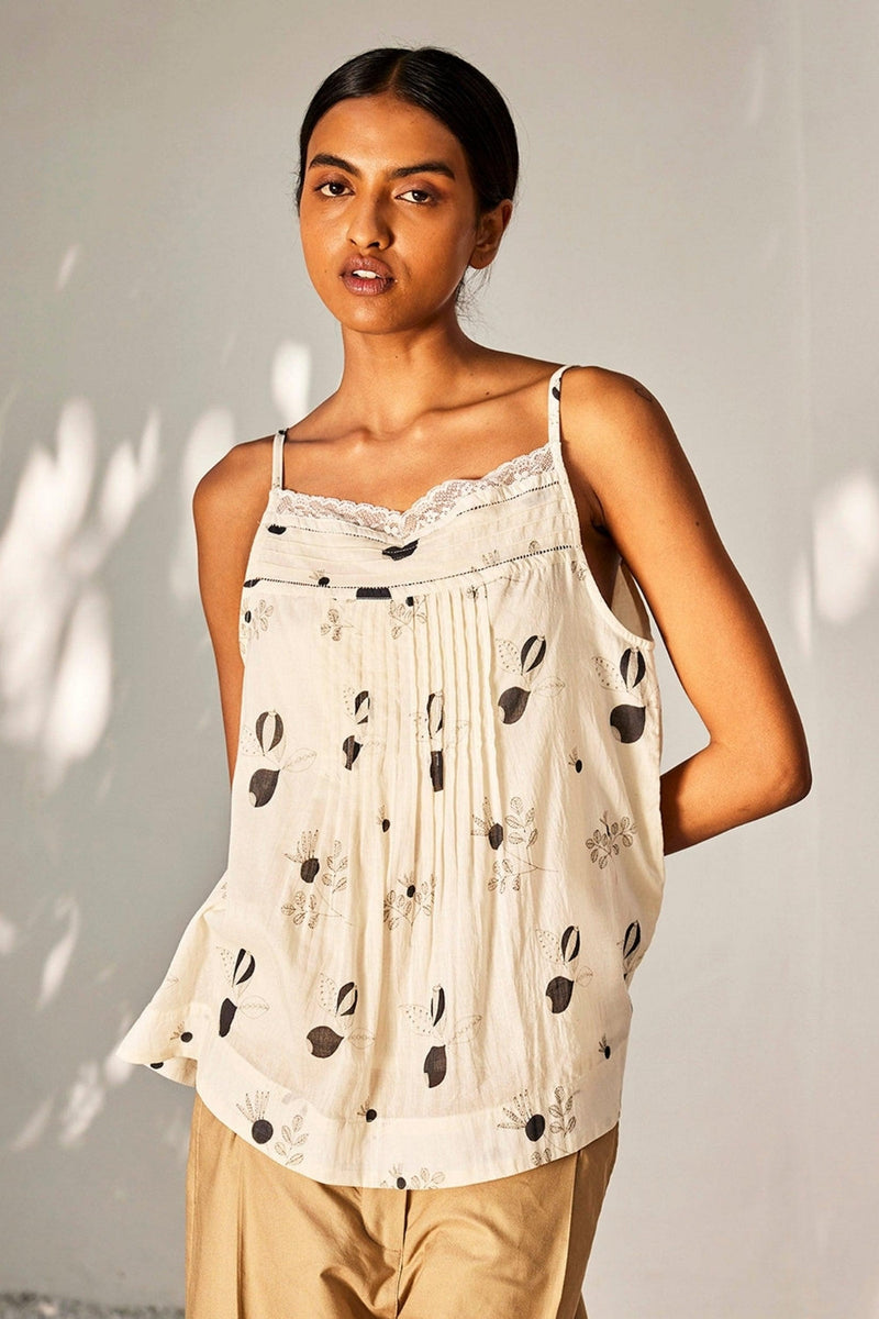 Anar Top cotton top/shirt by Khara Kapas in off white for women in Singapore