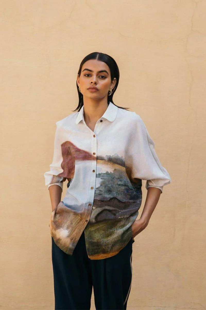 Kiera Shirt - Canyon Print cotton Top & Tunics,Shirt by CORD for women in Singapore