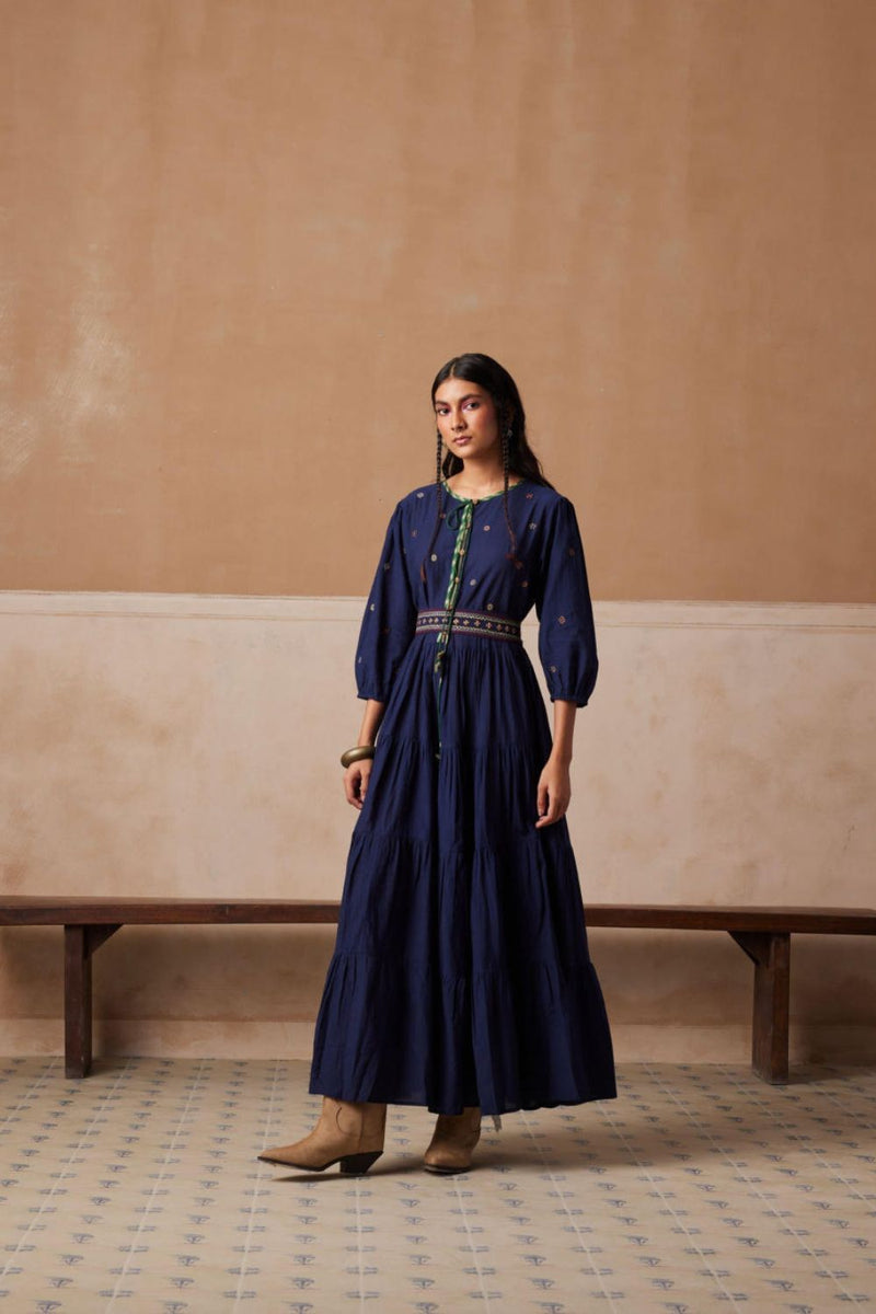Luna Dress-Indigo cotton by CORD for women in Singapore