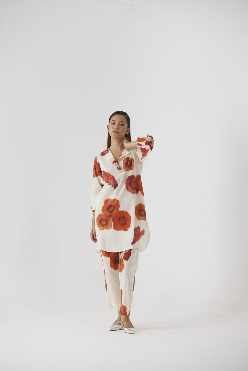 VALENTINE SHORT KURTA SET cotton by Yam in white color for women in Singapore