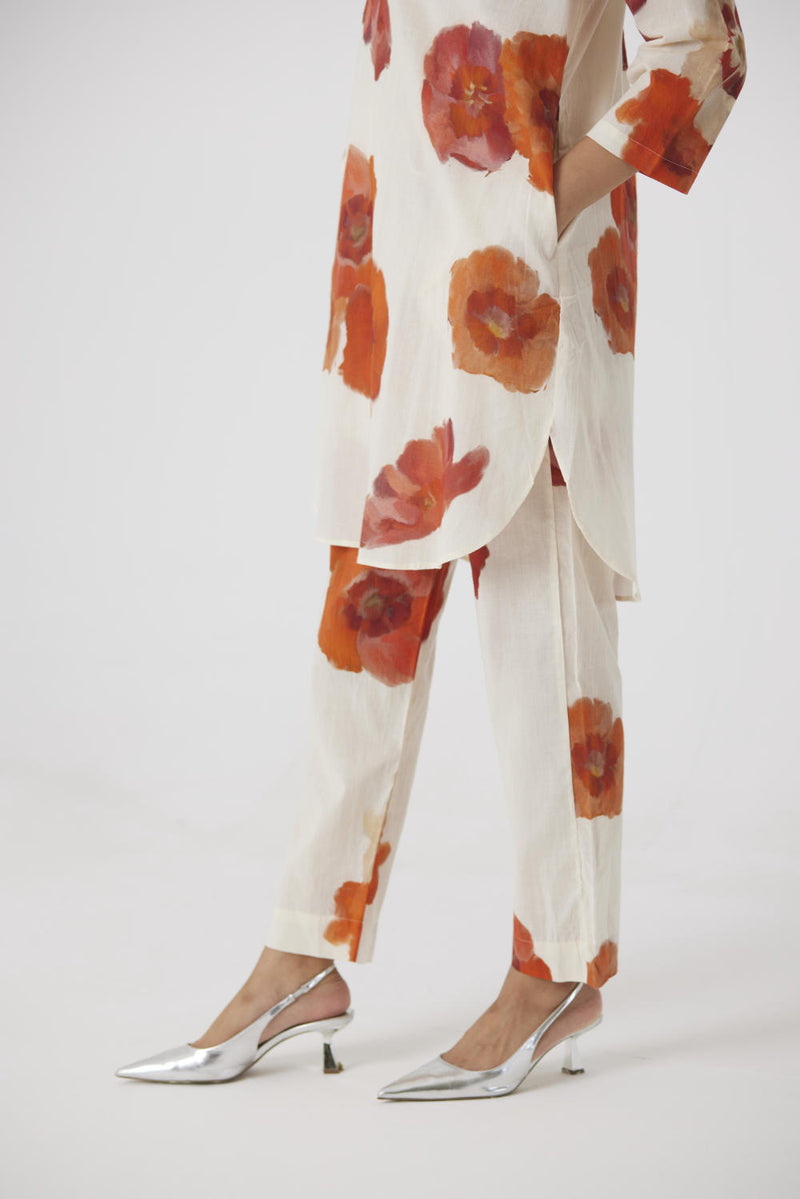 VALENTINE SHORT KURTA SET cotton by Yam in white color for women in Singapore