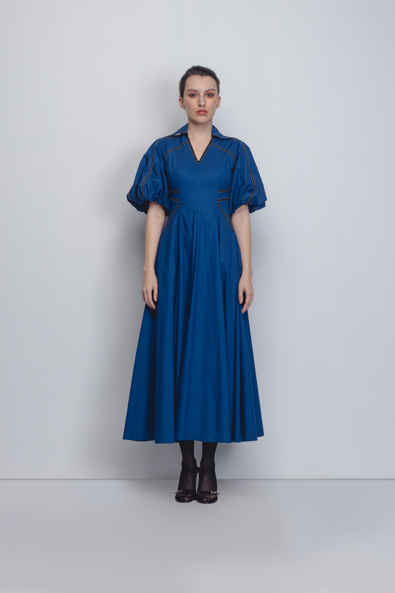 Ventana Dress - Cobalt cotton Buy Ventana Dress - Cobalt from C&W | Dresses for Women by Leh Studios for women in Singapore