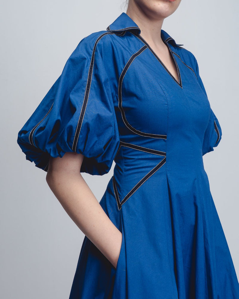 Ventana Dress - Cobalt cotton Buy Ventana Dress - Cobalt from C&W | Dresses for Women by Leh Studios for women in Singapore