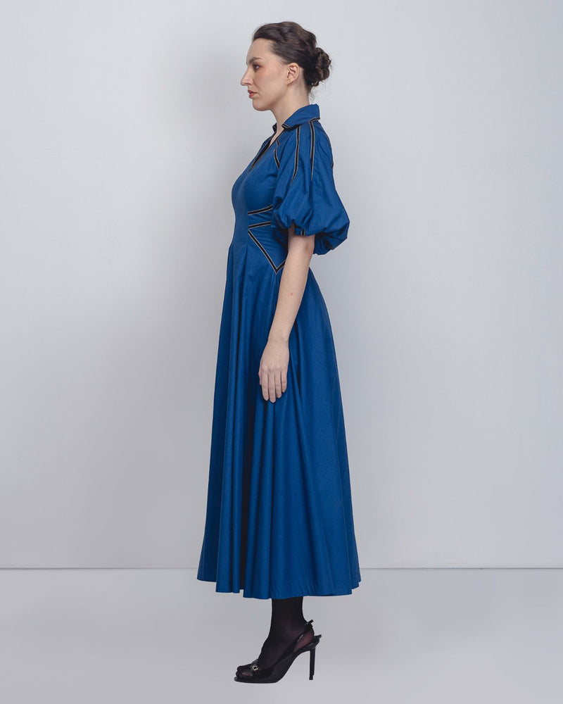 Ventana Dress - Cobalt cotton Buy Ventana Dress - Cobalt from C&W | Dresses for Women by Leh Studios for women in Singapore