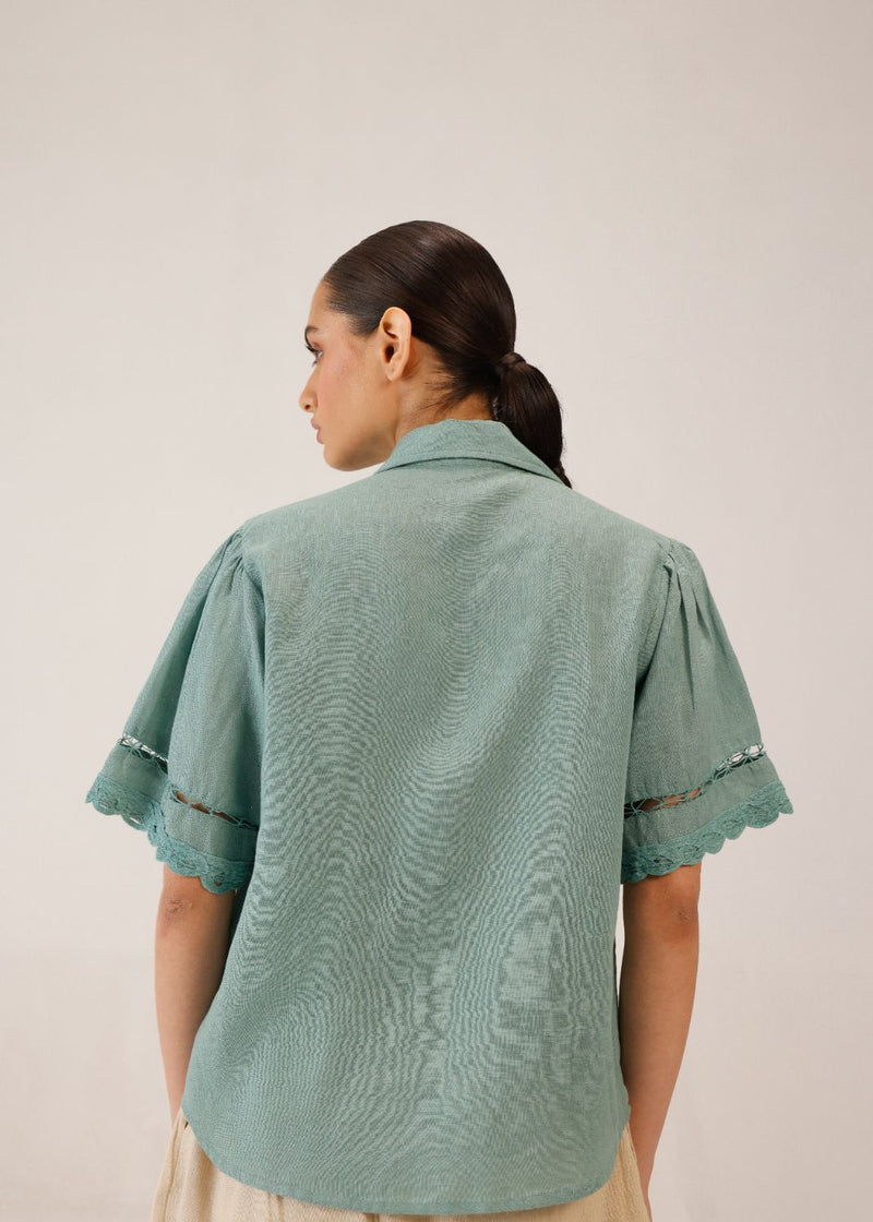 VICTORIAN SHIRT - PB DOLL APPL all linen by CORD for women in Singapore