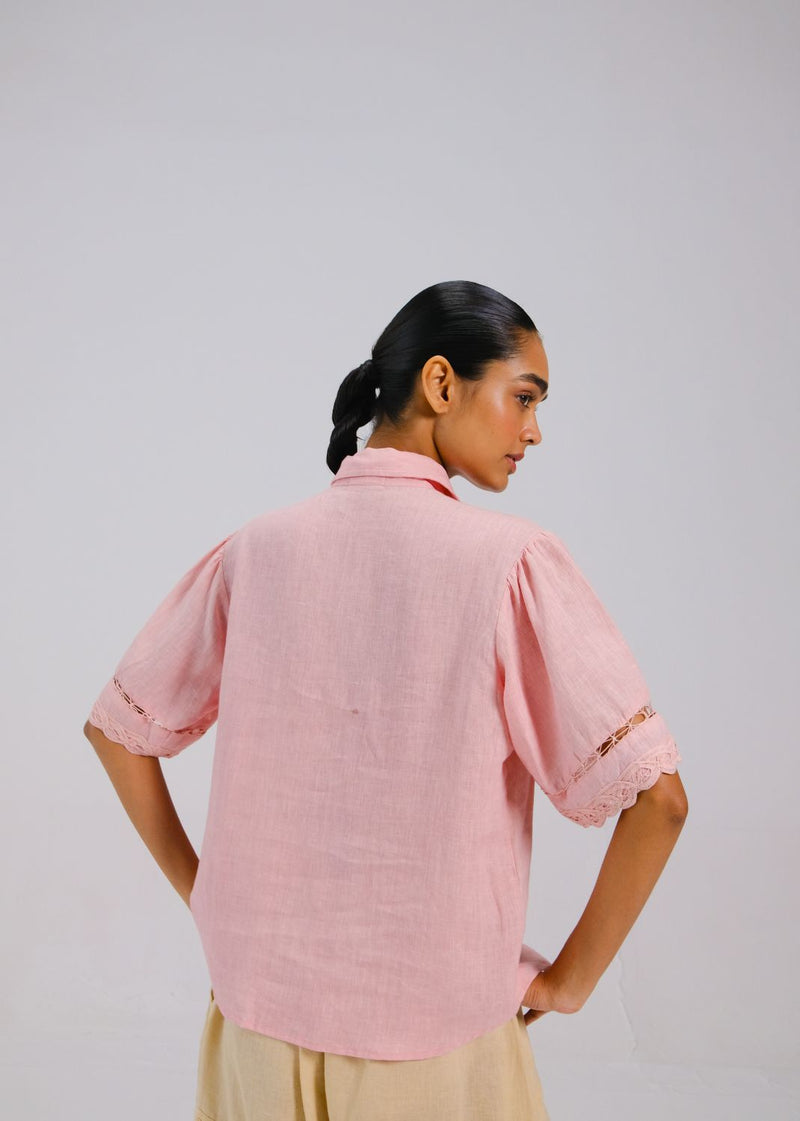 VICTORIAN SHIRT - Rose doll appl. all linen by CORD for women in Singapore