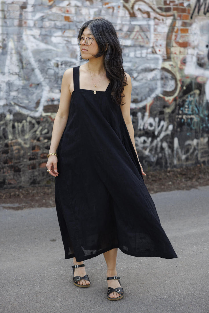 Everywhere Dress/ Vacation dress / Weekend dress-Black 100% cotton by World of Crow in black color for women in Singapore