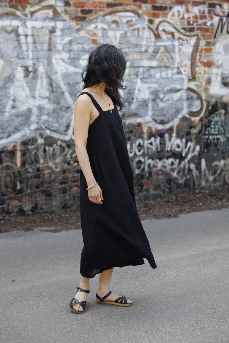 Everywhere Dress/ Vacation dress / Weekend dress-Black 100% cotton by World of Crow in black color for women in Singapore