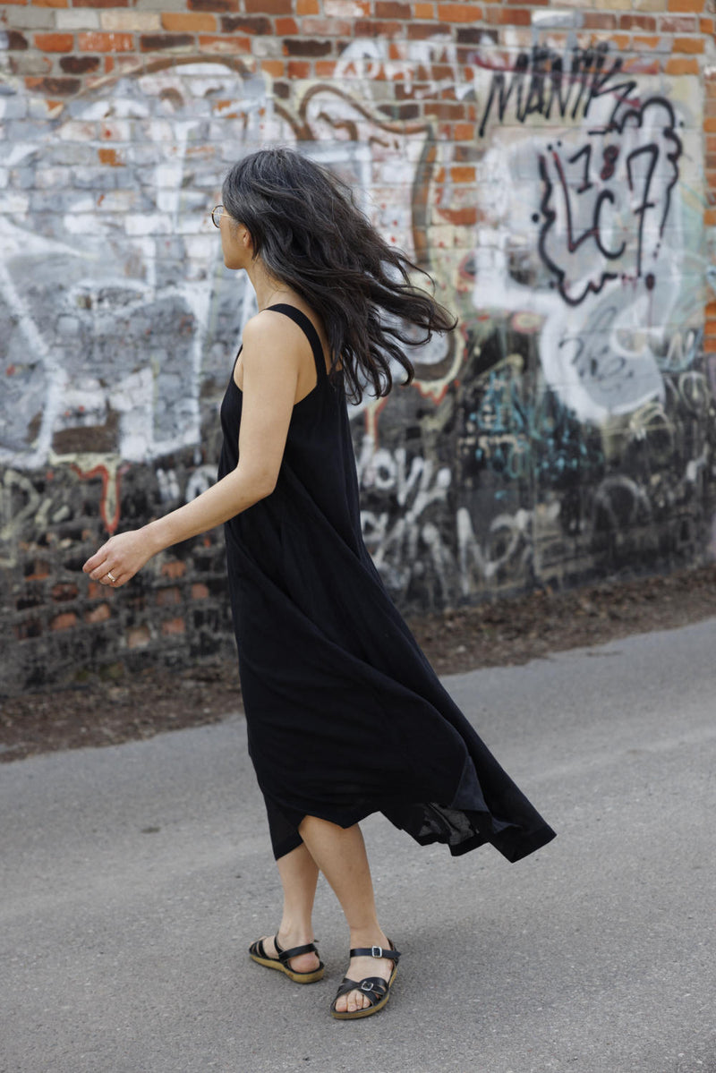 Everywhere Dress/ Vacation dress / Weekend dress-Black 100% cotton by World of Crow in black color for women in Singapore