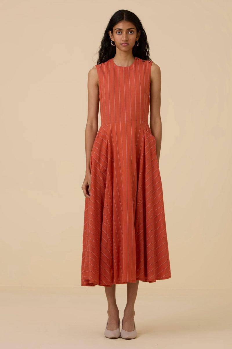 Valentino Orange Cotton Midi Dress cotton by The Summer House in orange color for women in Singapore