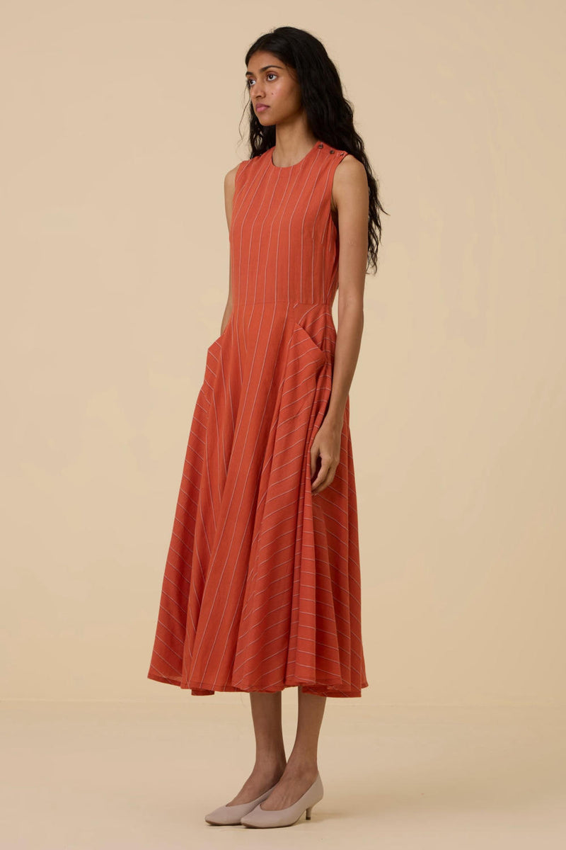 Valentino Orange Cotton Midi Dress cotton by The Summer House in orange color for women in Singapore