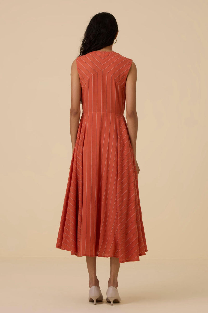 Valentino Orange Cotton Midi Dress cotton by The Summer House in orange color for women in Singapore