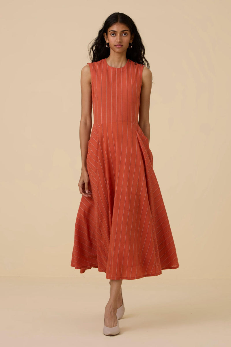 Valentino Orange Cotton Midi Dress cotton by The Summer House in orange color for women in Singapore