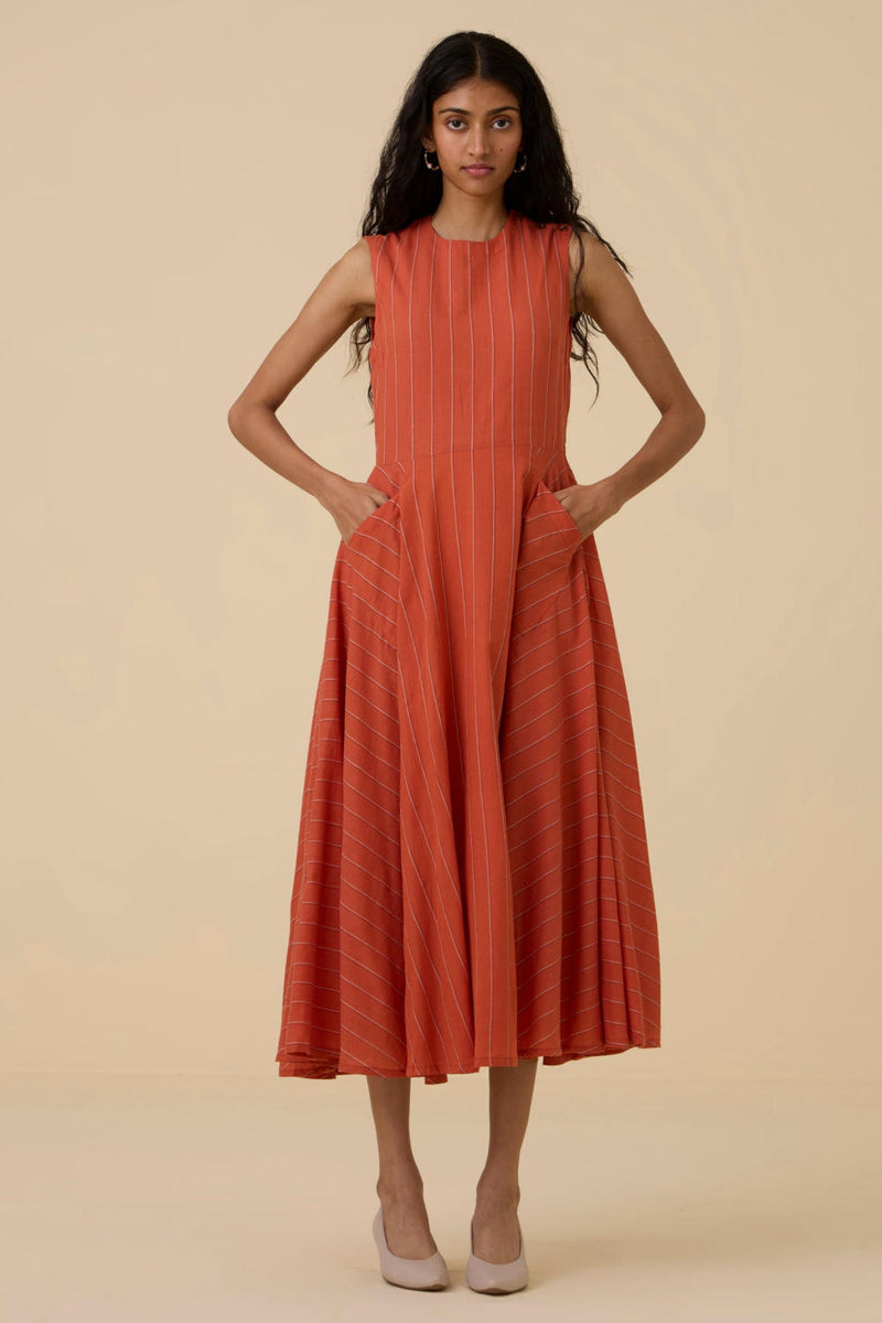 Valentino Orange Cotton Midi Dress cotton by The Summer House in orange color for women in Singapore