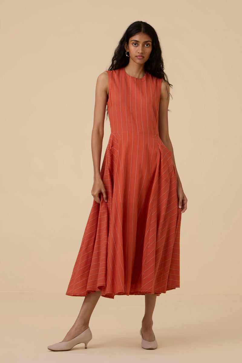 Valentino Orange Cotton Midi Dress cotton by The Summer House in orange color for women in Singapore