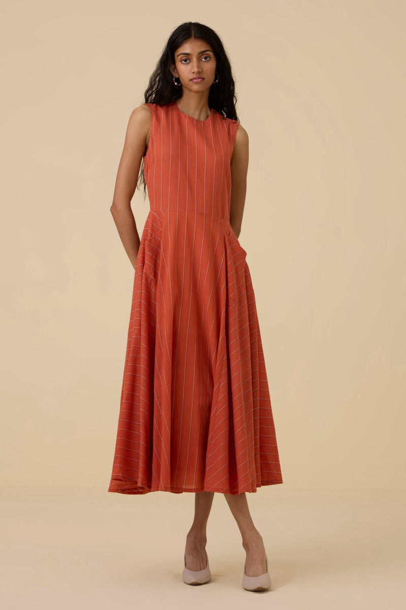 Valentino Orange Cotton Midi Dress cotton by The Summer House in orange color for women in Singapore