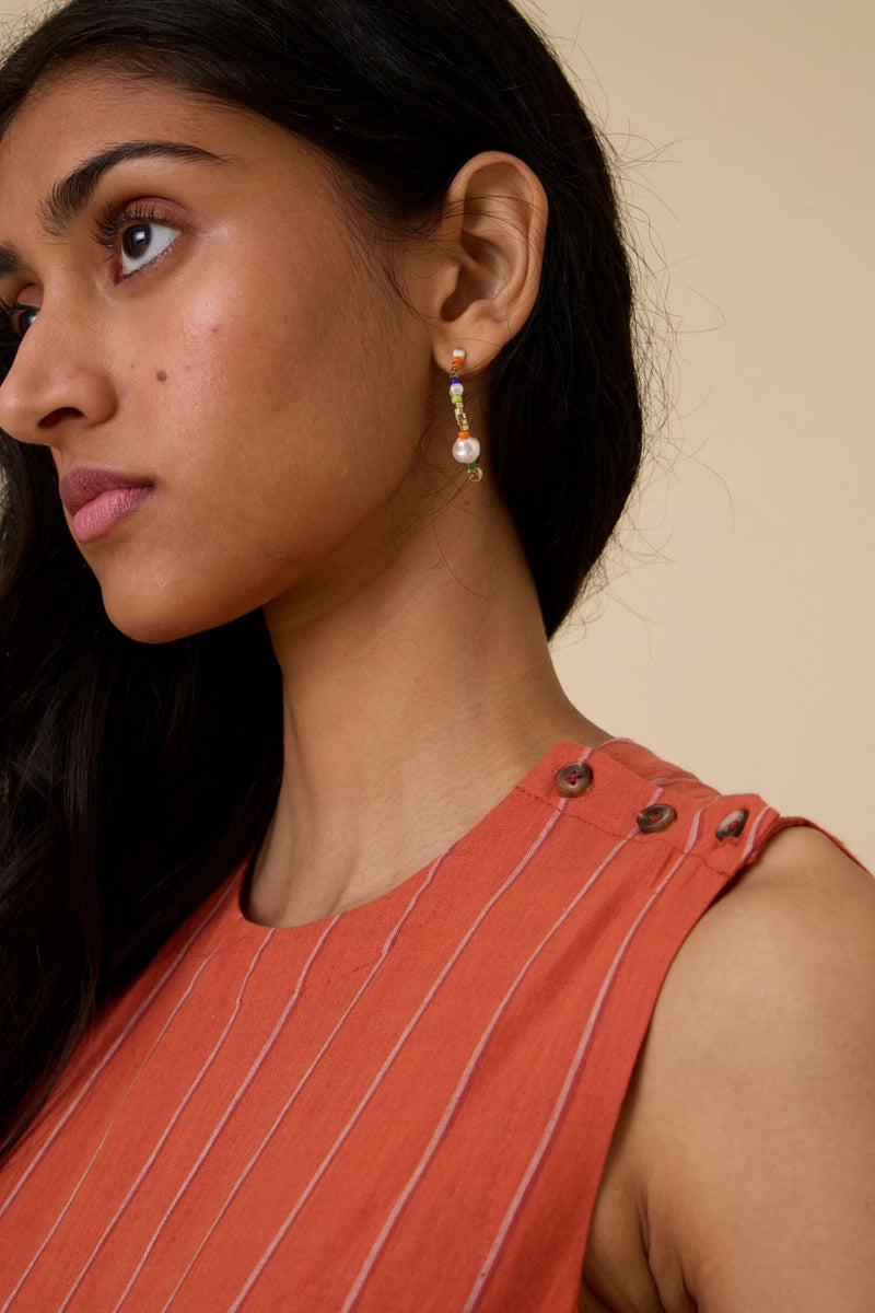 Valentino Orange Cotton Midi Dress cotton by The Summer House in orange color for women in Singapore