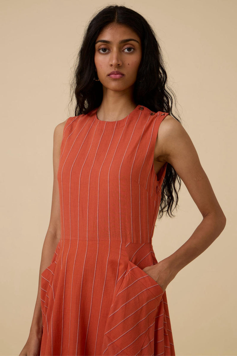 Valentino Orange Cotton Midi Dress cotton by The Summer House in orange color for women in Singapore