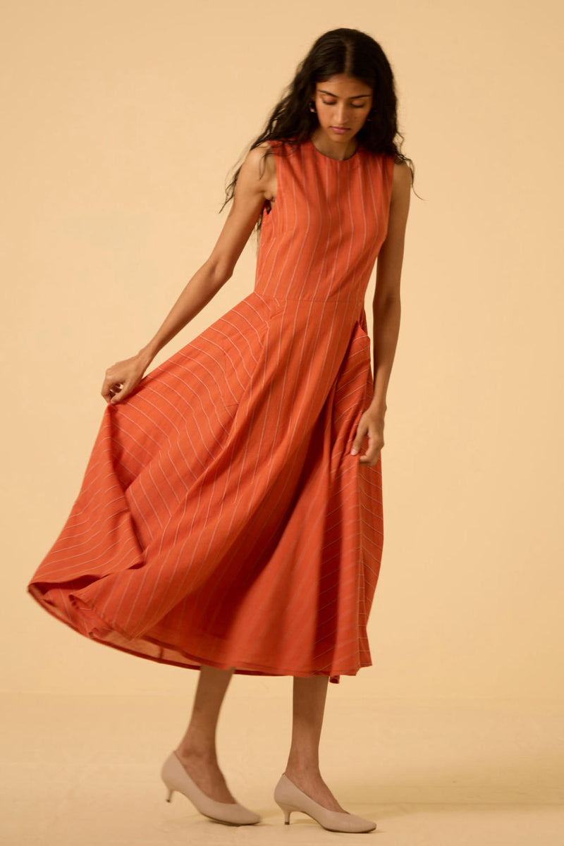 Valentino Orange Cotton Midi Dress cotton by The Summer House in orange color for women in Singapore