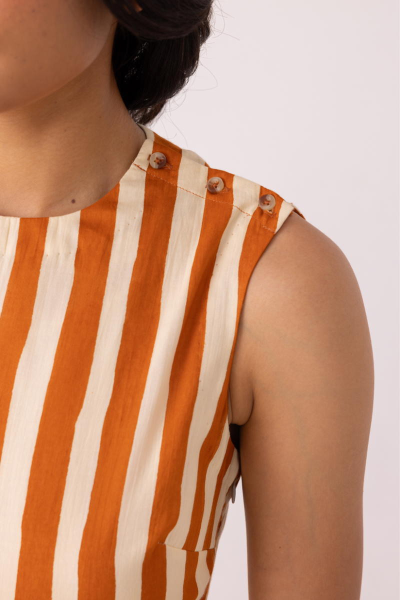 Valentino Rust Striped Midi Dress cotton by The Summer House for women in Singapore