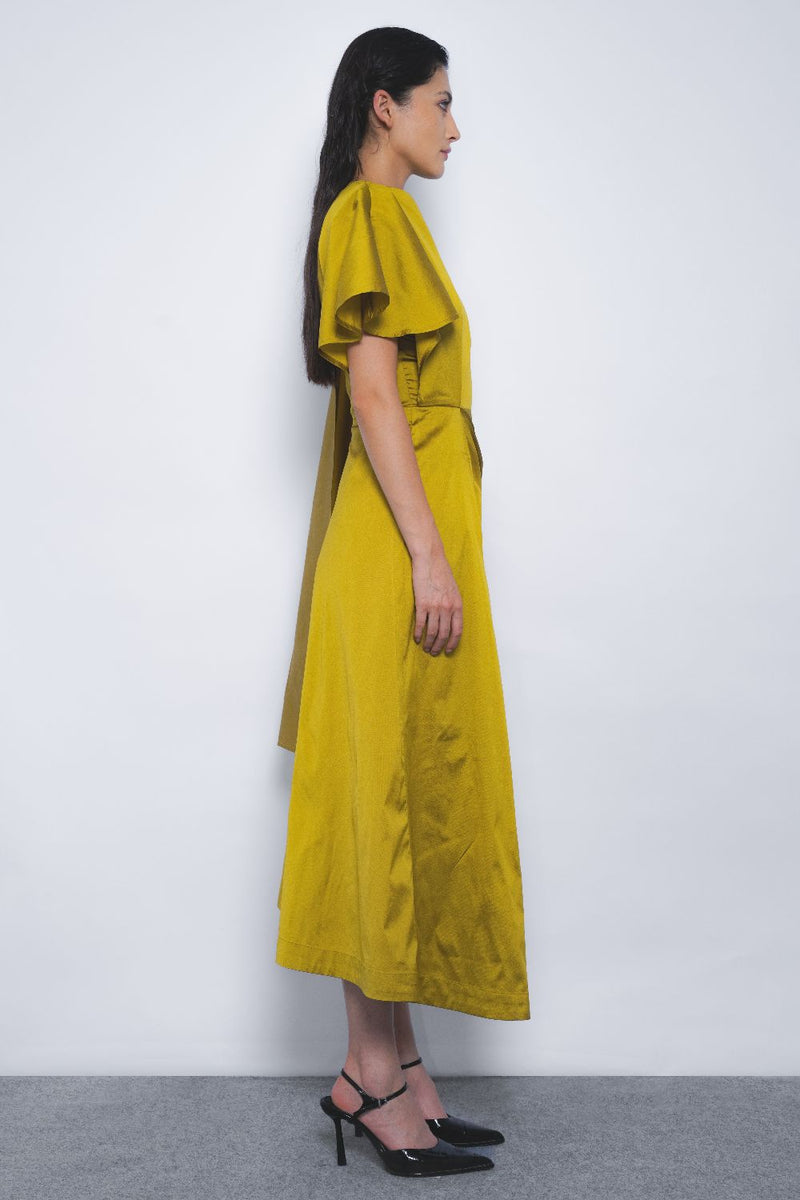 Velo Draped Dress - Mustard Buy Velo Draped Dress - Mustard from C&W | Dresses for Women by Leh Studios in mustard color for women in Singapore
