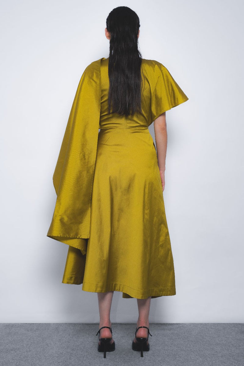 Velo Draped Dress - Mustard Buy Velo Draped Dress - Mustard from C&W | Dresses for Women by Leh Studios in mustard color for women in Singapore