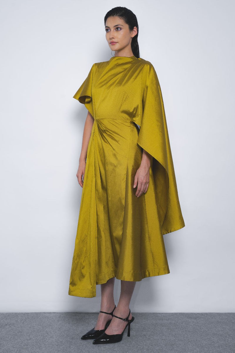 Velo Draped Dress - Mustard Buy Velo Draped Dress - Mustard from C&W | Dresses for Women by Leh Studios in mustard color for women in Singapore