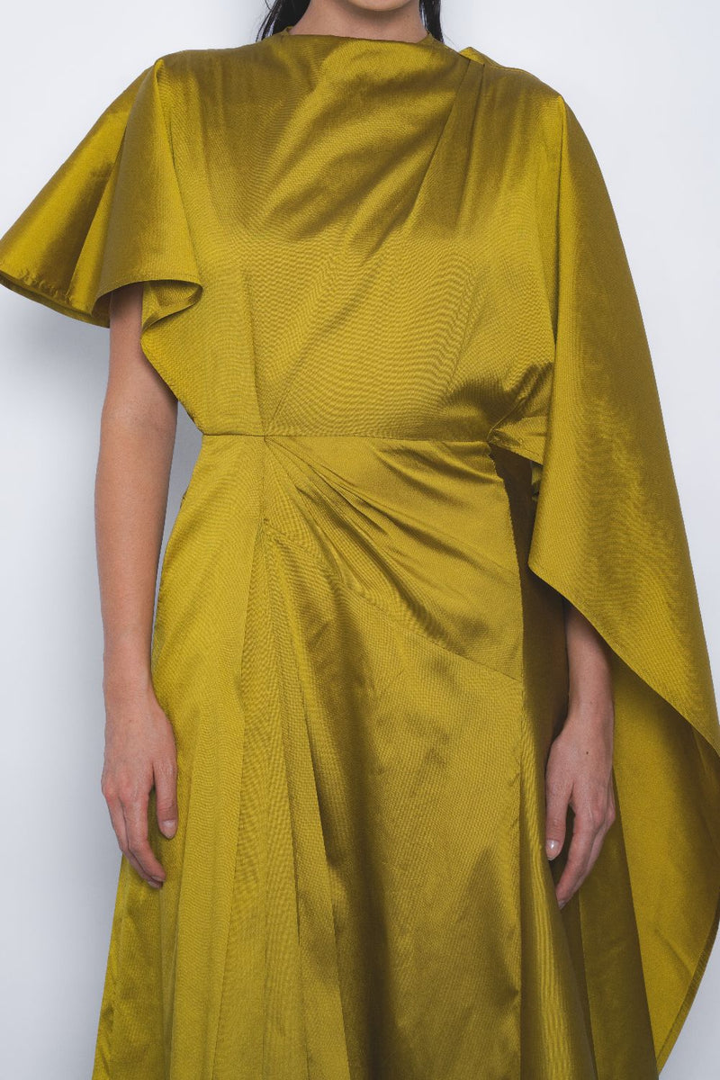 Velo Draped Dress - Mustard Buy Velo Draped Dress - Mustard from C&W | Dresses for Women by Leh Studios in mustard color for women in Singapore