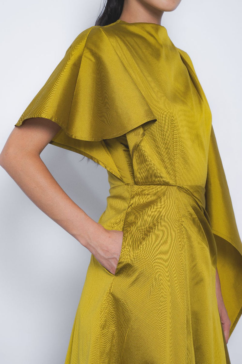 Velo Draped Dress - Mustard Buy Velo Draped Dress - Mustard from C&W | Dresses for Women by Leh Studios in mustard color for women in Singapore