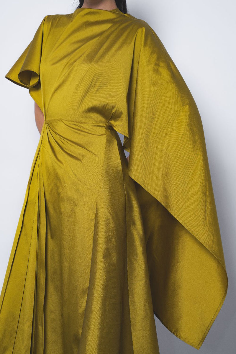 Velo Draped Dress - Mustard Buy Velo Draped Dress - Mustard from C&W | Dresses for Women by Leh Studios in mustard color for women in Singapore