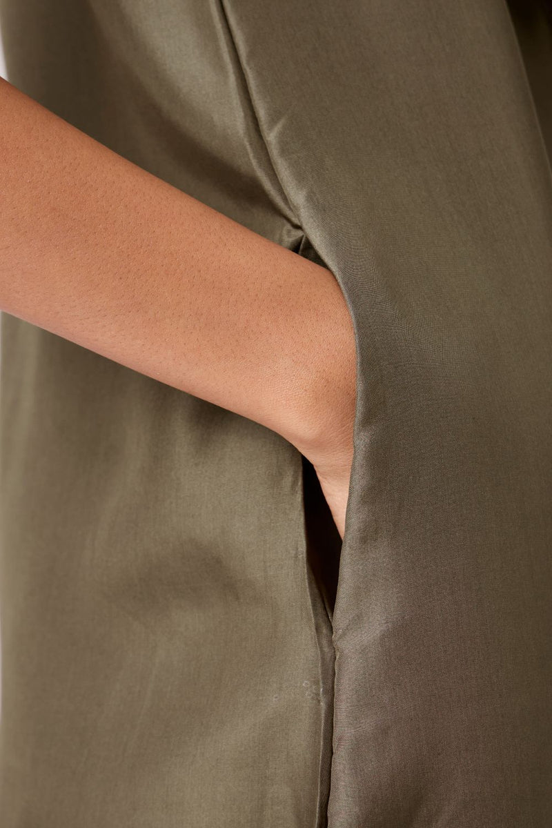Velyra Olive Silk Dress silk by The Summer House in olive color for women in Singapore