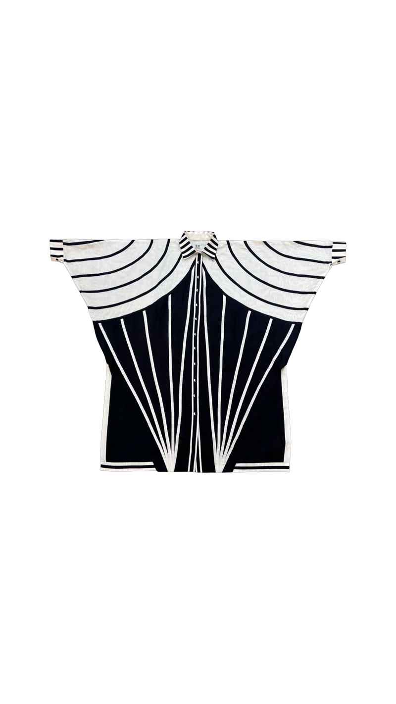 Venti Shirt Tunic-Black and White chanderi tunics/kaftan by Ka-Sha in black for women in Singapore