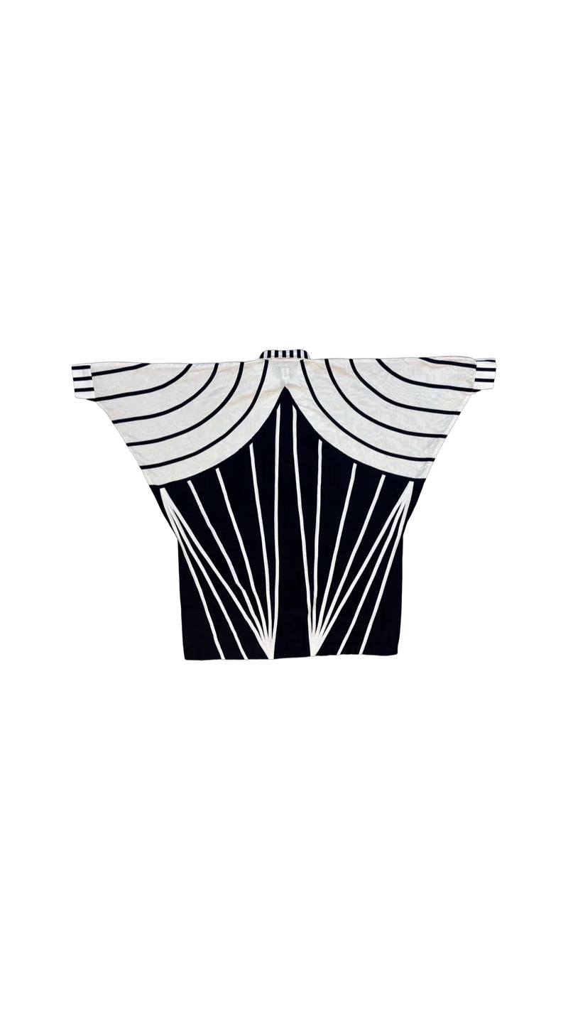 Venti Shirt Tunic-Black and White chanderi tunics/kaftan by Ka-Sha in black for women in Singapore