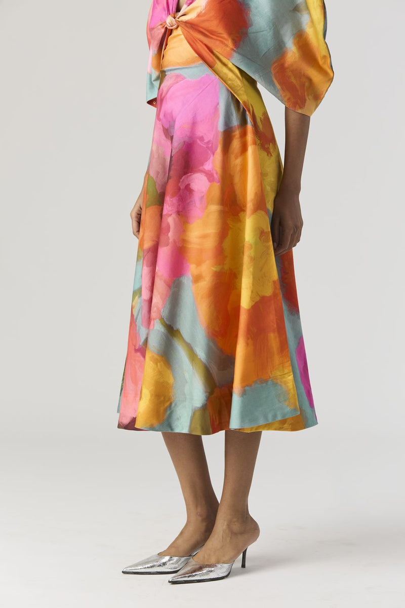 VERONICA FRONT KNOTTED DRESS satin by Yam in multi color for women in Singapore