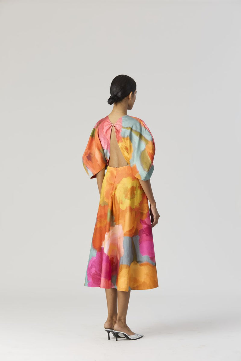 VERONICA FRONT KNOTTED DRESS satin by Yam in multi color for women in Singapore