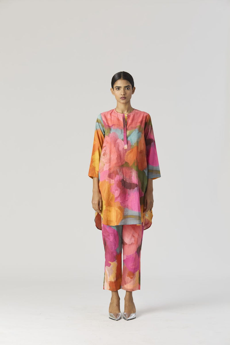 VERONICA SHORT KURTA SET cotton by Yam in multi color for women in Singapore
