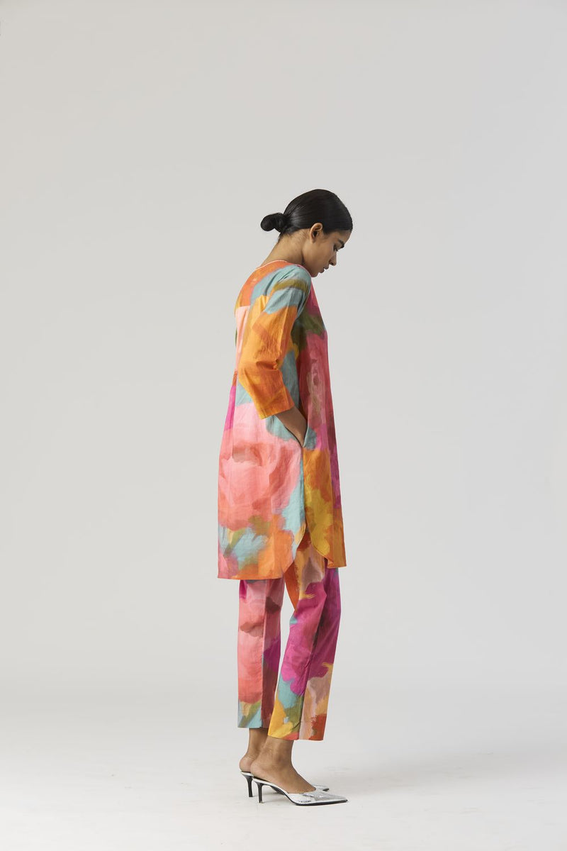 VERONICA SHORT KURTA SET cotton by Yam in multi color for women in Singapore